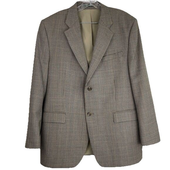 Ralph Lauren Men’s 100% Wool Laine Blazer Colorful Houndstooth Brown-XL - Picture 1 of 16